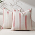 Hckot Christmas Pillow Covers 18x18 Set of 2 Red Striped Throw Pillow Covers Linen Decorative Pillows Square Cushion Covers for Sofa Couch Bed Living Room Xmas Winter Decorations(Red)