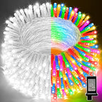 LAMPHOME 66ft Christmas Decorative Mini Lights, 200 LED Transparent Wire Fairy Starry String Lights Plug in, 12 Lighting Modes for Outdoor Xmas Tree Wedding Party Decoration (White and Multicolor)