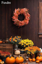 Fall Wreath for Front Door-20 Autumn Front Door Wreath-Fall Decorations with Berry Maple Leaves for Porch Window Farmhouse Halloween Thanksgiving Harvest Festival Home Decor