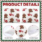 Mixweer 2 Pcs Tufted Christmas Throw Pillow Cover 18 x 18 Inch Gingerbread Pillow Covers 3D Candy Xmas Pillows Case Decorative Soft Cushion Cover for Sofa Couch Bed Room