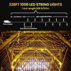 338Ft Christmas Lights Outdoor, 1000 LED Christmas String Lights with 8 Modes, Timer, Waterproof Fairy Twinkle Lights for Party, Garden, Wedding, Holiday, Weddings, Xmas Tree Decorations (Warm White)