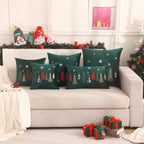 Tosleo Christmas Pillow Covers 18x18 Set of 2 Xmas Trees with Snowflake Embroidery Throw Pillow Covers Christmas Dec Velvet Pillowcases Forest Green Cushion Pillow Cases Soft Square Holiday Pillowcase