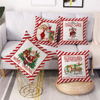Coeufuedy Christmas Pillow Covers 18x18 Set of 4 Candy Canes Elk Santa Claus Sleigh Rides Winter Holiday Decoration Cushion Case for Sofa Couch Home Decor
