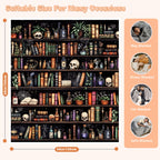 Nqhsionv Halloween Blanket Book Lovers Goth Skull Bookshelf Throw Blanket Gifts for Bookworm,Reader,Reading,Bookclub,Booknerd,Librarian,Bookish,Book Accessories Halloween Decor- 60”X50”