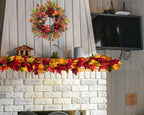 Svndlyn 22 Inch Fall Chrysanthemum Wreath Harvest Floral Wreath with Apples Pinecones Berries and Eucalyptus Maple Leaves for Fall Thanksgiving Halloween Mantel Table Outdoor Front Door Wall Window