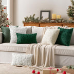 MIULEE Christmas Cream White Throw Pillow Covers Snowflakes Decorative 18×18 Inch Faux Wool Winter Festival Couch Pillow Covers Set of 2 Farmhouse Holiday Home Decors for Sofa Livingroom Bed