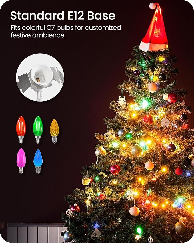 2Pack Christmas Village Lights, Decoration String Lights 6Ft with 1 C7 LED Bulb, Warm White, with Socket and Switch, for Christmas Snow House,Pumpkin Crafts,Holiday Decoration W06VLP205