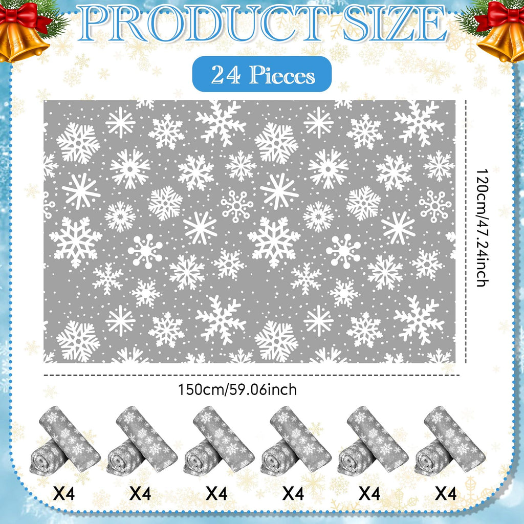 Moukeren 24 Pcs Christmas Snowflake Throw Blanket Bulk, 59 x 47 Inch Xmas Winter Throw Blanket Christmas Warm Soft Cozy Fleece for Home Bedding Couch Chair Gift (Gray)