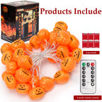 Halloween Lights,20FT 40 LEDs Holiday String Lights for Indoor Outdoor Decor,Battery Operated 8 Mode Waterproof Pumpkin String for Party Decorations
