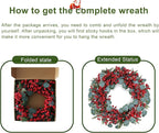 Artificial Christmas Wreath 22inch Christmas Wreaths for Front Door Xmas Red Berry Wreath with Eucalyptus Leaves Pine Needles Red Berries for Wall Farmhouse Window Winter Holidays