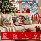 UPOFFICIS Christmas Pillow Covers 18x18 inch Set of 4, Christmas Decorations Cushion Covers, Xmas Pillow Covers, Pillowcases Throw Pillow Covers for Sofa Couch Home Decor