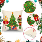 Tatuo 6 Pcs Christmas Santa Claus Nutcracker Throw Pillow Cover Nutcracker Santa Cushion Decoration 18 x 18 Inch Pillowcase Holiday Decoration for Sofa Couch Bed