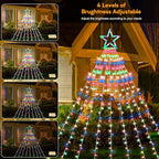 Christmas String Lights Outdoor Decoration 317 LED Star Fairy String Lights 11 Modes & Waterproof for Party Wedding Patio Yard New Year Holiday Indoor Outdoor - Cool White + Multi-Colored