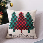 Coeufuedy Christmas Pillow Covers 18x18 Set of 4 Farmhouse Pillow Covers Holiday Rustic Linen Pillow Case Christmas Decor Pillowcase for Sofa Couch Bed and Car