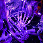 4-Pack 50 LED Fairy Lights Battery Operated with Timer, 16FT Waterproof Halloween String Lights Outdoor Indoor LED Starry Lights for Halloween Parties Bedroom Home Centerpiece DIY Decorations (Purple)