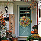 WANNA-CUL 24in Fall Front Door Wreath,Hydrangea Peony Pumpkin Harvest Decor