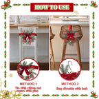 Maysing 6 Pcs 9.8" Small Christmas Wreath with Ribbon Mini Kitchen Cabinet Wreath Christmas Berry Pine Bow Decorations for Xmas Chair Back, Front Door, Window, Wall Farmhouse Decor(Red,Classic)