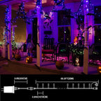 LAMPHOME 66ft Halloween Decorative Mini Lights, 200 LED Transparent Wire Fairy Starry String Lights Plug in, 11 Lighting Modes, for Halloween Decoration Outdoor Xmas Tree Party Decoration (Purple)