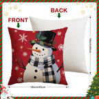 Artscope Christmas Tree Snowman Throw Pillow Covers 18x18 Inch Set of 4, Let It Snow Holly Jolly Winter Hoilday Christmas Decoration Pillow Cases for Home Sofa Couch Decor-Red