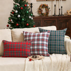 CARRIE HOME Red Tartan Plaid Christmas Throw Pillow Covers 20x20 Set of 2 Christmas Couch Pillow Covers Xmas Decor for Winter Holiday