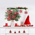 Sggvecsy 6 Pack Snow Frosted Christmas Berries Pine Picks Artificial Red Berry Pine Branches Frosted Faux Pine Stem with Pine Cones Holly Berry Leaves for Xmas Tree Wreath DIY Craft Holiday Decor