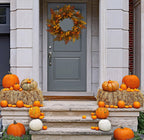 WreathDream 20 inch Fall Wreath Autumn Oak Leaves Wreath with Cape Gooseberry,Oak Leaf,Acorn,Berry,Pine Cone for Front Door Farmhouse Indoor Outdoor Festival Home Decor