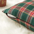 AQOTHES Pack of 2 Christmas Plaid Decorative Throw Pillow Covers Scottish Tartan Cushion Case for Farmhouse Home Holiday Decor Red and Green, 22 x 22 Inches