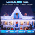 66 FT LED Christmas Lights with 140 Drops, 490 LED Indoor Outdoor Christmas Decorations, 8 Lighting Mode Waterproof Fairy Lights with Timer for Xmas Holiday Wedding Yard Party Cool White