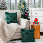 ZSkogur Christmas Throw Pillow Covers 18x18 Set of 2, Christmas Tree Decoration Cushion CoversCushion Covers Soft Faux Fur Pillow Cases for Sofa Couch Bed Winter Holiday Festivals Home Decor, Green
