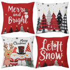 UPOFFICIS Christmas Pillow Covers 18x18 inch Set of 4, Christmas Decorations Cushion Covers, Xmas Pillow Covers, Pillowcases Throw Pillow Covers for Sofa Couch Home Decor
