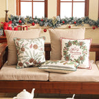 ISAENNE Design Square Classic Chrismas Style Throw Pillow Covers 18"x18", Green Soft Velvet Cushion Cover with Xmas Garland Pattern Decor Pillowcases for Bed,Living Room,Outdoor,Car