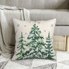 Sunshineyan Christmas Pillow Covers 18X18 Inch Set of 2 Forest Trees Christmas Decor Pillow Covers Green Throw Pillows Winter Christmas Cushion Cases Linen for Home Decor Sofa Couch Living Room