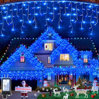 670 LED Christmas Lights Outdoor, 66ft Blue String Lights Indoor with 148 Drops 12 Modes, Dimmable Curtain Window Lights, Waterproof Twinkle Fairy Lights with Timer for Bedroom Christmas Decorations