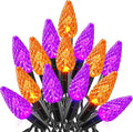 Dazzle Bright Halloween Lights, 100 LED 33 FT C6 String Lights with 8 Modes, Connectable Halloween Decorations for Indoor Outdoor for Tree Patio Party Decor (Purple & Orange)