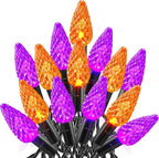 Dazzle Bright Halloween Lights, 100 LED 33 FT C6 String Lights with 8 Modes, Connectable Halloween Decorations for Indoor Outdoor for Tree Patio Party Decor (Purple & Orange)