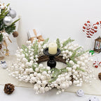 20 Inches White Christmas Wreath Farmhouse Christmas Wreaths for Front Door Rustic Winter Wreath with White Berry Fir Pine Needle for Doors Window Indoors Porches Outside
