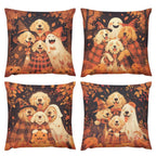 Joyidec Pack of 4 Fall Fall Leaves Dog Halloween Decorative Throw Pillow Covers 22 x 22, Soft Square Cushion Case Pillow Cases Set for Farmhouse Home Couch Sofa Decor, Christmas Pillows Decorations