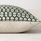 MIULEE Winter Block Print Pillow Covers 18x18 Inch Set of 2, Christmas Vintage Floral Throw Pillow Cases Neutral Linen Farmhouse Cushion Covers for Couch Sofa Bed Chair Living Room, Army Green