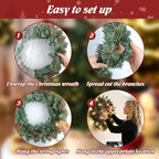 FR Artificial Pre-Lit Fir Christmas Wreath Holiday Accent Decoration, Wintry Pine, Decorated with Pine Cones, with LED Lights Battery Operated for Door, Mantel - 20 Inch