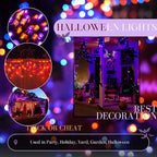 Connectable Purple and Orange Halloween Lights, 2Pack 164ft 400LED 13 Modes Waterproof String Lights Plug in, Twinkle Light with Timer Indoor/Outdoor for Tree Party Halloween Decorations