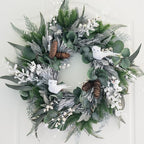 Winter Wreaths for Front Door Outside- 24 Inch Outdoor Christmas Wreath with White Owl,Pine Cones,Cedar and White Berries,Artificial Snowy Winter Decorations for Home Farmhouse Door Decor