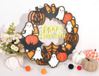Happy Halloween Wooden Hanging Sign - Halloween Party Decorations, Halloween Ghost Sign, Bat Ghost Pumpkin Wreath, Halloween Garland, Wooden Wreath Wall Hanging Decor(HALLOWEEN SIGN)