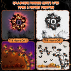 6 FT 54 LED Halloween Lights, 8 Modes & Timer Battery Operated Halloween Pumpkins Lights with Willow Vine Twig Garland, 3D Waterproof Decorations Lights for Home Indoor Wall Fireplace Mantle Party