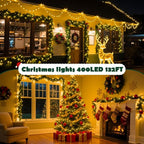 Christmas Lights Indoor Outdoor Waterproof, 132FT 400 LED 8 Modes Warm Light String Lights for House Decorations, Ideal for Christmas Trees, Wedding, and Party