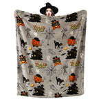 Pumpkin Halloween Throw Blanket 50” x 70” Reversible Castle Cat Bat Print Fleece Throw Blanket, 320 GSM Surper Soft Warm Cozy Blanket for Couch Sofa, Halloween Harvest Gifts and Orange Home Decor