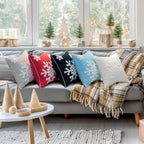 Elife 18x18 Soft Canvas Christmas Winter Snowflake Style Cotton Linen Embroidery Throw Pillows Covers w/Invisible Zipper for Bed Sofa Cushion Pillowcases for Kids Bedding (1 Pair, White)