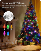 2Pack Christmas Village Lights, Decoration String Lights 12Ft with 6 C7 LED Bulbs, Warm White, with Socket and Switch, for Christmas Snow House,Pumpkin Crafts,Holiday Decoration W04VLP205