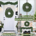 26" Real Touch Christmas Cedar Wreath, Christmas Wreaths for Front Door, Realistic Pine Wreath, Large Green Cypress Wreaths for Home Fireplace Wall Window Porch Outdoor Xmas Holiday Decor