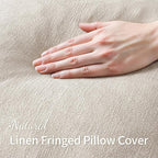 MIULEE Christmas Decorative Throw Pillow Covers Neutral Linen Fringe Throw Pillows Euro Shams Set of 2 Natural Beige Boho Farmhouse Cushion Covers for Couch Sofa Bed Living Room Home Decor 24x24 Inch