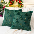 ZSkogur Christmas Throw Pillow Covers 18x18 Set of 2, Christmas Tree Decoration Cushion Covers Soft Faux Fur Pillow Cases for Sofa Couch Bed Winter Holiday Festivals Home Decor, Green(Star)